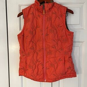 Eddie Bauer Floral Quilted Vest in Orange